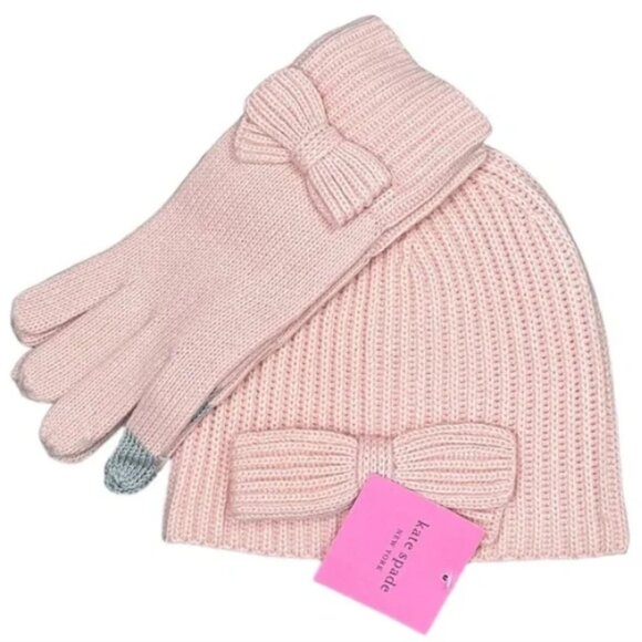 Kate Spade English Rose Knit Hat and Gloves - Picture 1 of 2